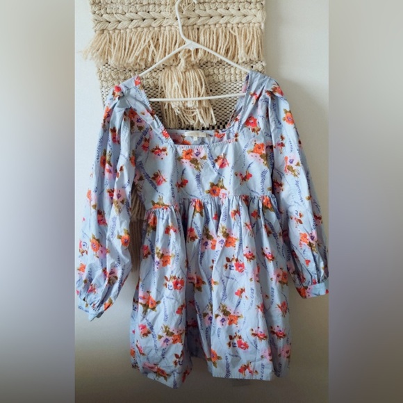 LoveShackFancy Eaton Dress in Lavender Moon Long Sleeve Floral Mini Revolve 8 - Picture 4 of 7